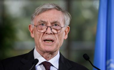 Envoy of the UN Secretary-General for Western Sahara Horst Kohler addresses the media following a two-day round of talks on ending the Western Sahara conflict at the United Nations offices in Geneva on March 22, 2019.