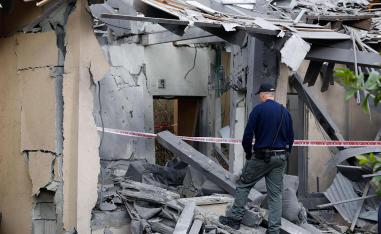 A damaged house after it was hit by a rocket in the village of Mishmeret