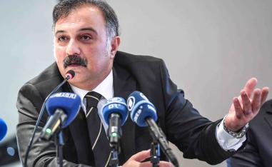 Jailed businessman and philanthropist Osman Kavala's lawyer Tolga Aytore attends a press conference on October 31, 2018
