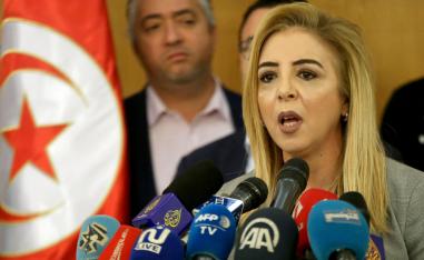 New interim Tunisia's Health Minister Sonia Ben Sheikh gives press conference in Tunis, Monday, March 11, 2019.