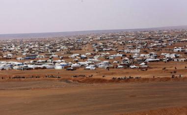 Aerial view of the informal Rukban camp, between the Jordan and Syria borders