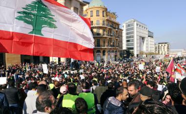 People take part in a protest over the Lebanon's economy and politics in Beirut