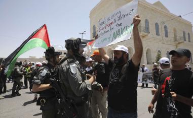Palestinians demonstrate in the Israeli-occupied town of Bethlehem