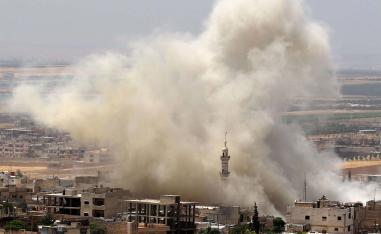 The aerial bombardment on Monday did not relent