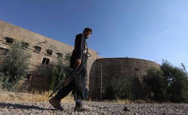An Iranian Kurdish Peshmerga member of the Iranian Kurdistan Democratic Party