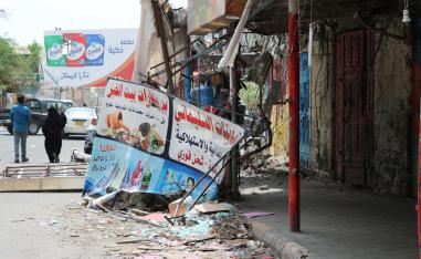 Shops damaged during clashes between separatists and government forces are pictured in AdenShops damaged during clashes between separatists and government forces are pictured in Aden