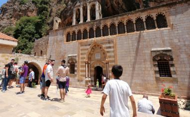 People are seen at the Monastery of Saint Anthony of Qozhaya
