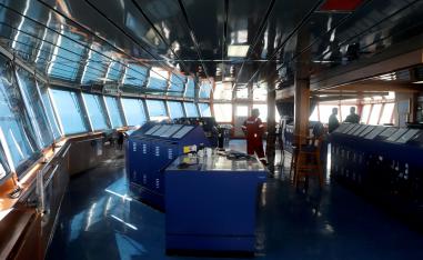 Staff of Stena Impero are seen before leaving Iran's Bandar Abbas port and heading to Port Rashid in Dubai