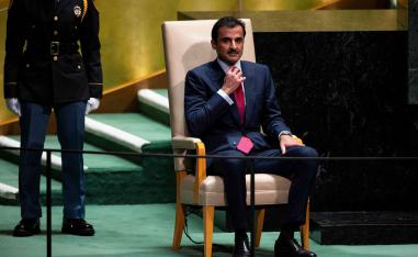 أمير قطر الشيخ تميم بن حمد يستعد لالقاء كلمته امام الجمعية العامة