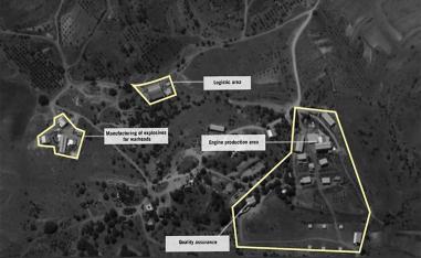 The aerial image of Hezbollah's missile site released by Israeli army