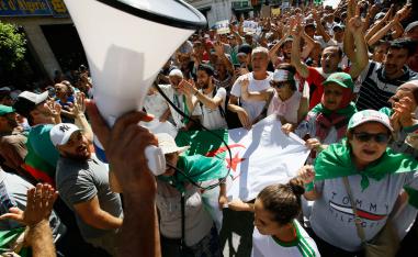 Algerians invade the streets during a demonstration in Algiers