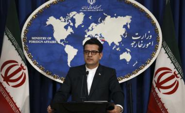 Iran's Foreign Ministry spokesman Abbas Mousavi speaks at a media conference in Tehran