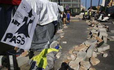 Beirut's main highway  blocked by anti-government protesters 