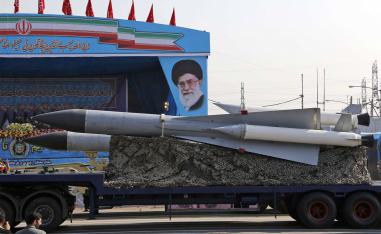 Iranian military truck carrying surface-to-air missiles