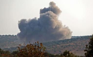 On Sunday morning, clouds of smoke rose over the Maaret al-Numan region as warplanes pounded jihadists and allied rebels