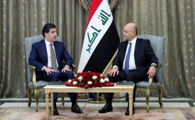الرئيس العراقي برهم صالح يستقبل رئيس اقليم كردستان نيجيرفان بارزاني