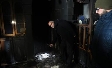 Palestinians visit torched mosque in the neighborhood of Beit Safafa