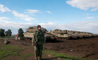 Israeli troops are pictured in the Israeli-occupied Golan Heights on the border with Syria on January 3