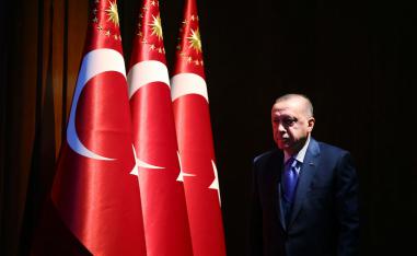 Turkey's President Recep Tayyip Erdogan arrives to deliver a speech at an event in Ankara