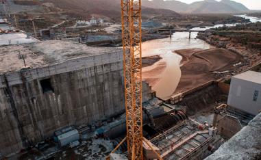 A general view of the Blue Nile river as it passes through the Grand Ethiopian Renaissance Dam