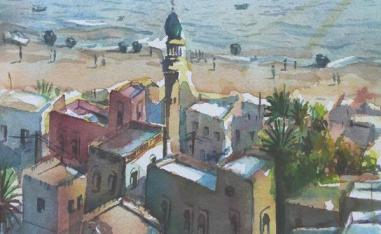 لوحة غلاف رواية 'سماء من سماوات' للكاتبة العُمانية عائشة حارب البحرية 