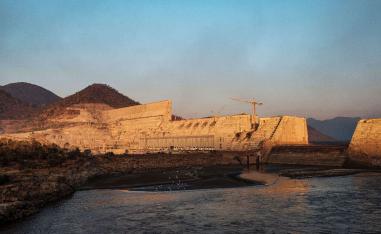 General view of the the Grand Ethiopian Renaissance Dam (GERD) near Guba in Ethiopia