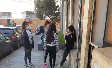 A girl wearing a protective mask in Central Casablanca