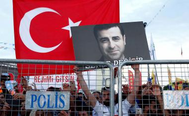 Portrait of jailed former HDP leader and presidential candidate Selahattin Demirtas 