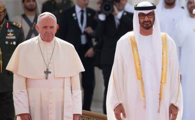Pope Francis welcomed by Abu Dhabi's Crown Prince Mohamed bin Zayed al-Nahyan last Year in Abu Dhabi