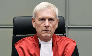 Presiding Judge David Re attends a session of the UN-backed Special Tribunal for Lebanon at Leidschendam