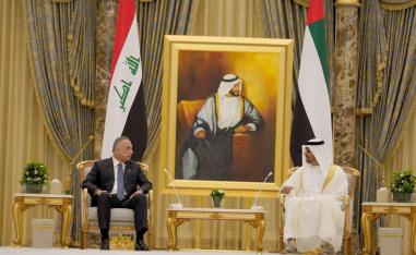 لقاء رئيس الوزراء العراقي مصطفى الكاظمي وولي عهد ابوظبي الشيخ محمد بن زايد