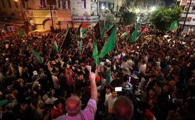 احتفالات وقف اطلاق النار في الاراضي الفلسطينية