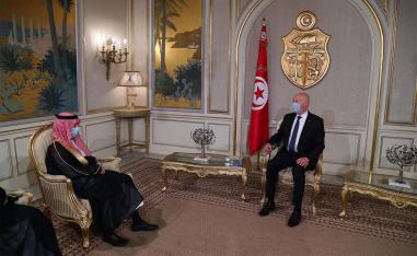 Tunisian President Kais Saied received Saudi Foreign Minister Faisal bin Farhan Al-Saud at Carthage Palace