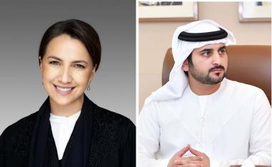 Maryam Al Muhairi (L) and Sheikh Maktoum bin Mohammed bin Rashid Al Maktoum (R)