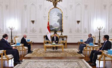 الرئيس المصري عبدالفتاح السيسي  يستقبل رئيس البرلمان الليبي عقيلة صالح ورئيس الجيش الوطني الليبي خليفة حفتر