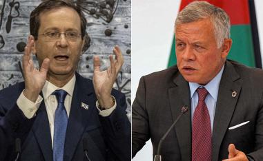 Herzog (L) spoke of improving regional relations 
