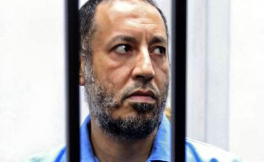 الساعدي القذافي اثناء محاكمته في طرابلس