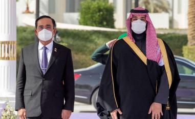 Thailand's Prime Minister Prayuth Chan-ocha received by Crown Prince Mohammed bin Salman in Riyadh