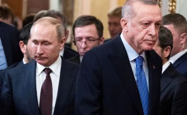 الرئيسان الروسي فلاديمير بوتين والتركي رجب طيب اردوغان