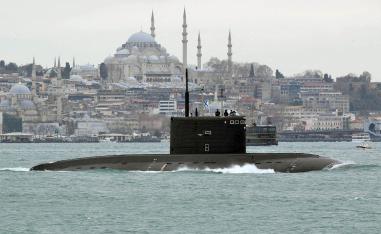 At least four Russian ships are currently waiting on Turkey's decision to cross from the Mediterranean