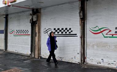 Closed shop along Satarkhan street in Iran's capital Tehran