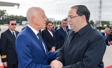 Chahed (R) was prime minister from 2016-20
