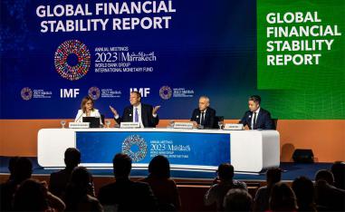 Tobias Adrian (2nd left), Financial Counsellor and Director of the Monetary and Capital Markets Department of the IMF