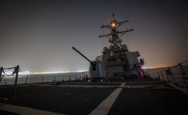 The Arleigh Burke-class guided-missile destroyer USS Carney