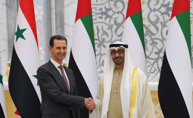 رئيس الإمارات الشيخ محمد بن زايد آل نهيان فتح الباب لإنهاء عزلة دمشق في استقباله الرئيس بشار الأسد