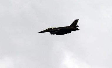 An Israeli Air Force fighter jet flying over the border area with south Lebanon 