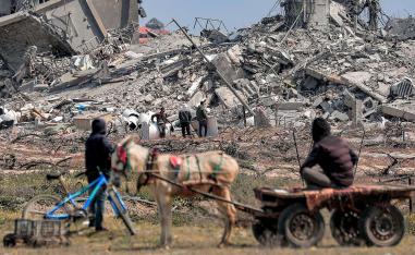 Meanwhile the destruction of the Palestinian enclave continues 