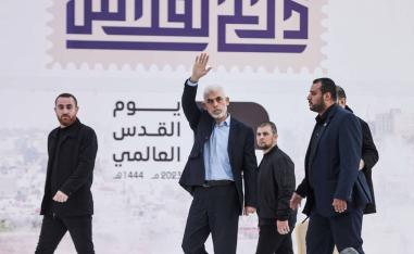 زعيم حماس الداخل يحيى السنوار في احتفال في غزة (2023)