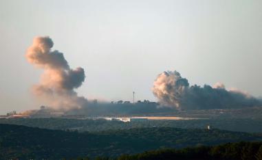 Smoke billows over Marwahin, southern Lebanon