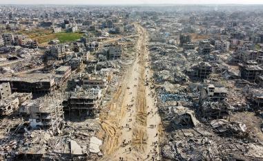 The rubble of houses and buildings in Jabaliya in the northern Gaza Strip